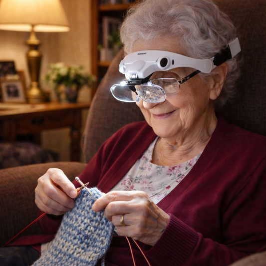 Förstoringsglasögon med LED-ljus